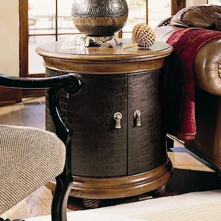 Round Commode with Crocodile Pattern Embossed Leather